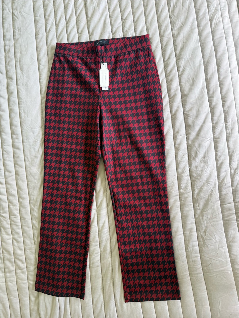 Sanctuary Red & Black Houndstooth Straight Leg Pants – NWT XS